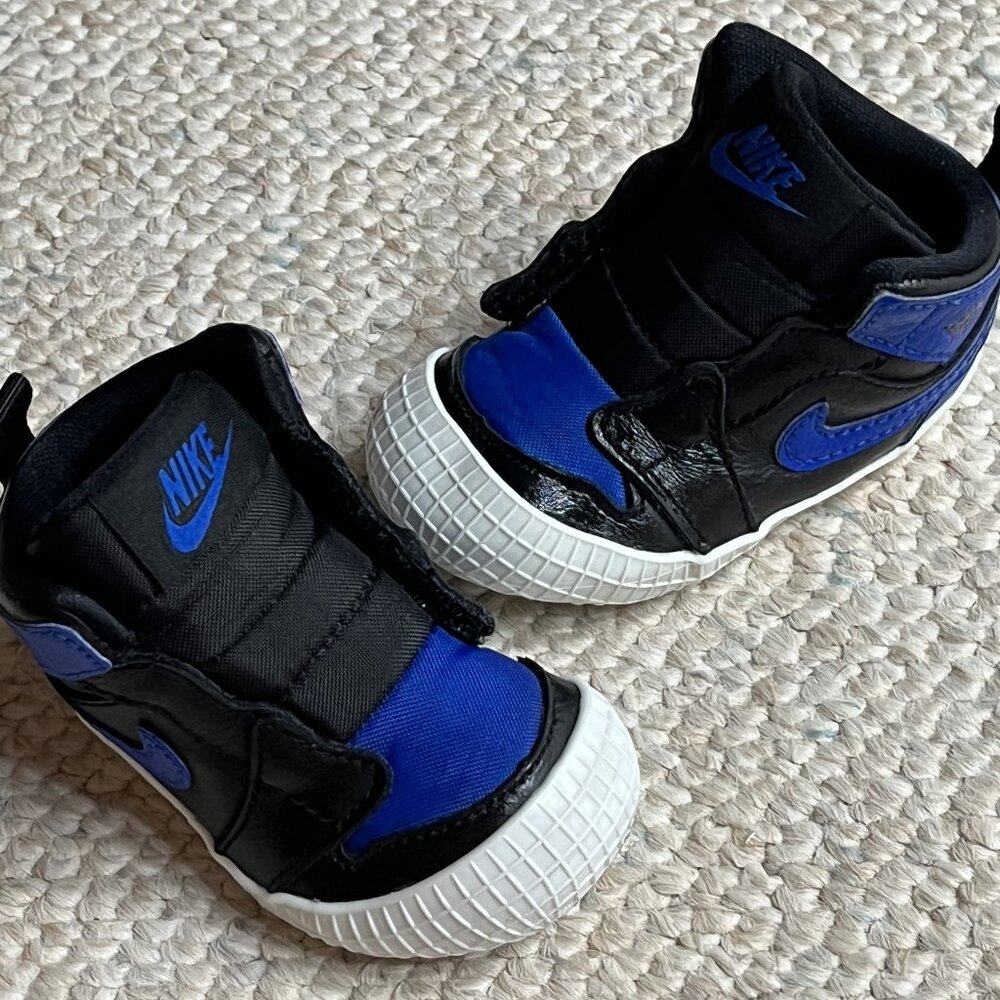 Nike Air Jordan 1 Crib Bootie Baby Shoes 3C Black Varsity Royal Blue AT3745-007